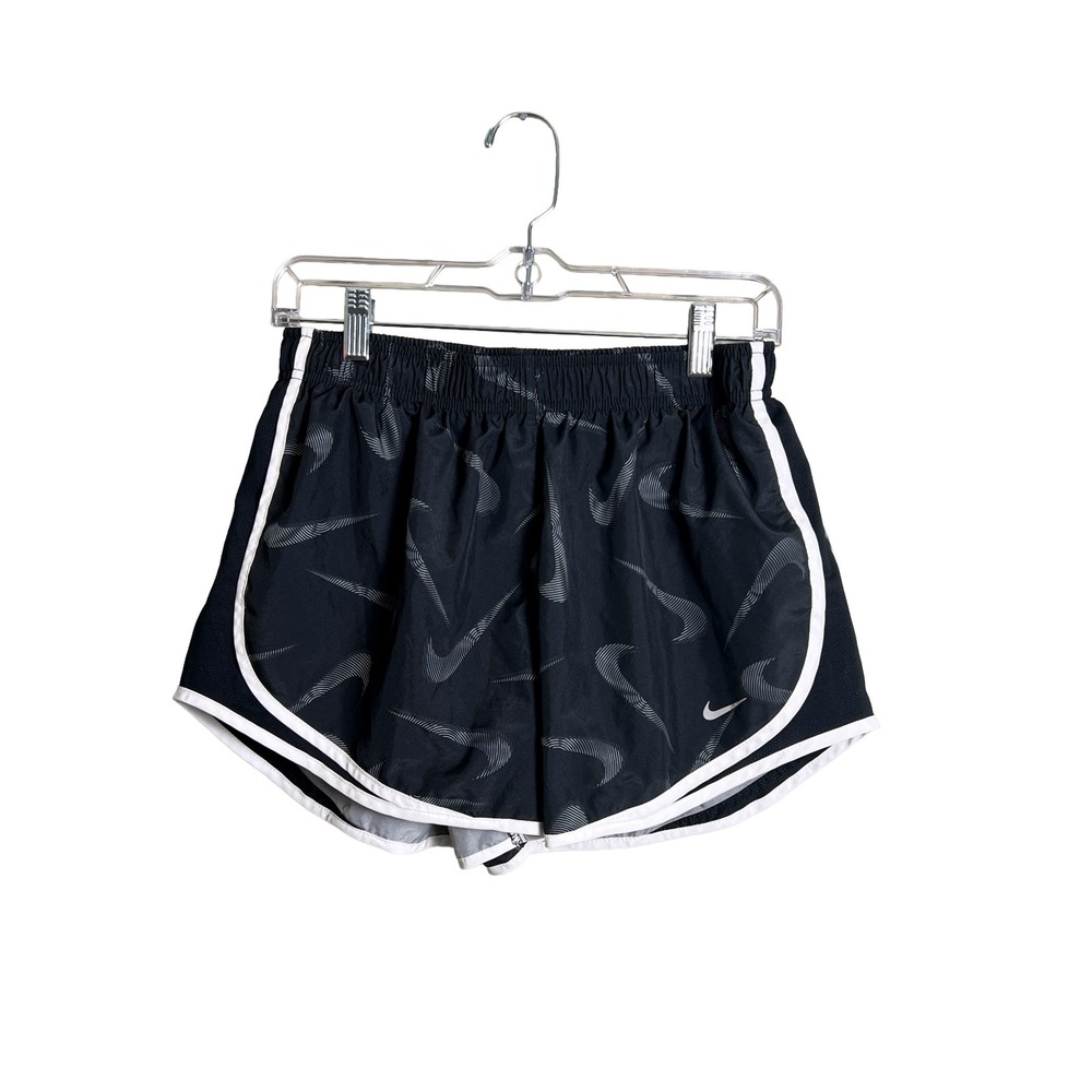 Nike Dri-Fit Tempo Running‎ Shorts Black Swoosh Print Large